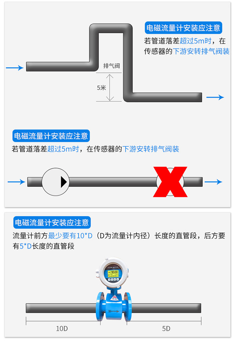 高壓型電磁流量計(jì)安裝注意事項(xiàng)
